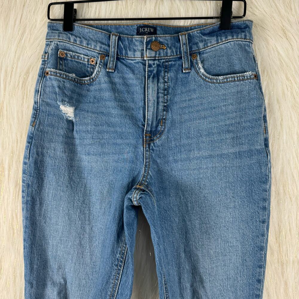 J. Crew Womens Mid Rise Flare Crop Jeans Distressed Med Wash BO748 SP23 27 - Picture 2 of 11